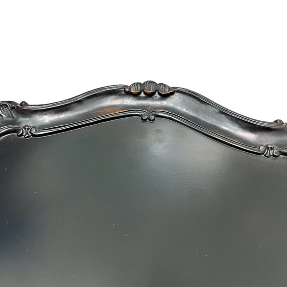 VINTAGE ITALIAN BROWN WOOD HANDLED TRAY WITH ACANTHUS LEAF & SCROLL DECORATION - Picture 6 of 15